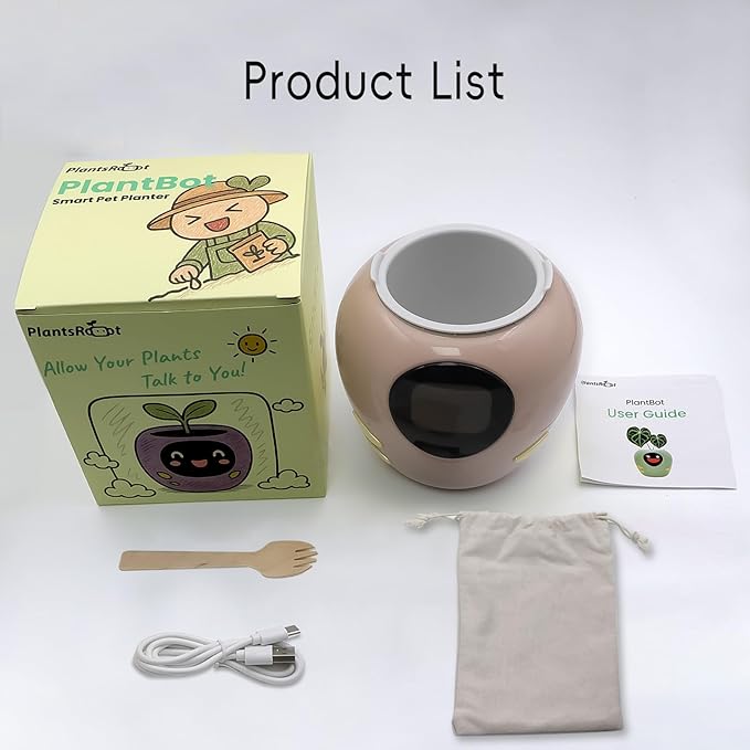 Smart Plant Pot with Expression, AI Intelligent Flower Pot for Indoor Decoration, Smart Garden Pot with Water/Light/Temperature Sensors, Ivy AI Planter (Pink（Big）)