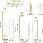 MIPON Metal Hanging Plant Propagation Station,3 Size Glass Test Tube Hydroponic Planter,Boho Wall Hanging Plant Cuttings Holder,Indoor Water Plant Terrarium Tubes for Home Office Window Decor-Gold