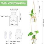 XXXFLOWER Wall Hanging Propagation Station，2 Tiers Star Shaped Glass Flower Vase for Hydroponic Planter Terrarium for Plant Cutting Home Office Living Room Garden Decor
