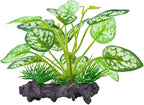 2 pcs Reptile Artificial Plants, Terrarium Plants Decorations Supplies, Amphibian Habitat Hideout Tank Accessories, Rainforest Ground Plant