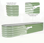 Galvanized Raised Garden Bed - 8x2x1.4FT Metal Planter Boxes Outdoor | Oval Steel Raised Bed Kit for Gardening with Protective Tape, Bracing Rods, Gloves for Vegetables, Flower, Herb (Green)