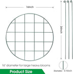 Sekcen 3 Pack 16 x 24 Inch Peony Support Cage Grow Through Plant Supports for Outdoor Plants Peony Ring Hoop Grow Through Grid Stakes