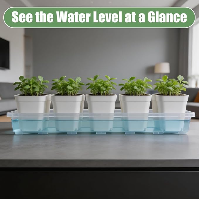 RooTrimmer 1020 Nursery Pot Trays 5 Pack, Transparent Plastic Flat Seed Starter Tray, Durable Square Seedling Starting Tray for Holding and Carrying Plant Pots (Clear)