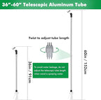 RESTMO 36”-60” Metal Watering Wand, Long Telescopic Tube | 180° Adjustable Ratcheting Head | 7 Spray Patterns | Flow Control, Perfect Garden Hose Sprayer to Water Hanging Baskets, Shrubs, White