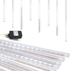 Weepong Christmas Lights Outdoor UL Certified Meteor Shower Lights 12 Inch 8 Tubes 192 LED Falling Rain Drop Icicle Snow Cascading Light for Xmas Tree Wedding Party Garden Decoration, White