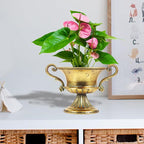 Amosfun 2pcs Vintage Urn Vase Brass Flower Pots Roman Style Trumpet Vases for Centerpieces Garden Patio Front Porch Decoration 9.2 x 6.3 Inch