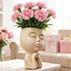 Face Planters Pots Head, Unique Air Plant Holder, Funny Succulent Flower Pot, Cute Indoor Plant Pot with Drainage for Small Herb Cactus, Decorative Vase, Garden Gift for Women, Desk Shelf Art Decor 7"
