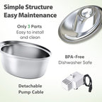 ORSDA Cat Water Fountain Stainless Steel, 3L Automatic Pet Drinking Fountain for Cats Inside, Dog Water Dispenser with Adjustable Water Flow and 6 Replacement Filters for Cats, Dogs