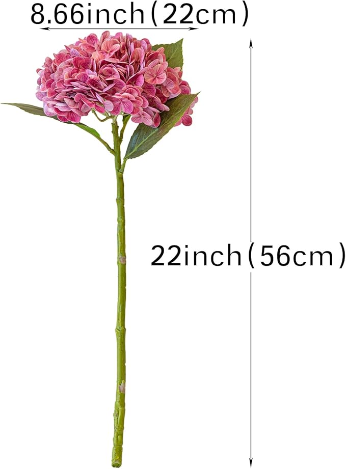 DUYONE 3PCS 22 inch Realistic Artificial Hydrangea Large Flowers Artificial Flowers Dry Flowers Outdoor Wedding Christmas Office Family Party Living Room Table Decoration (Rose Red)