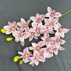 4pcs Artificial Cymbidium Orchid Flower Plant 3D Print Vanda 10 Heads Latex Phalaenopsis Flower (Pale Pink)