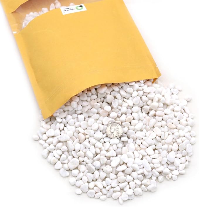White Rocks. Decorative Pebbles. 1/5 Inch 5 lbs for Garden, Landscaping, Indoor, Vase fillers, Crafting, Succulents, pots, Plants (Mini (0.2 Inch), Tumbled, 5)
