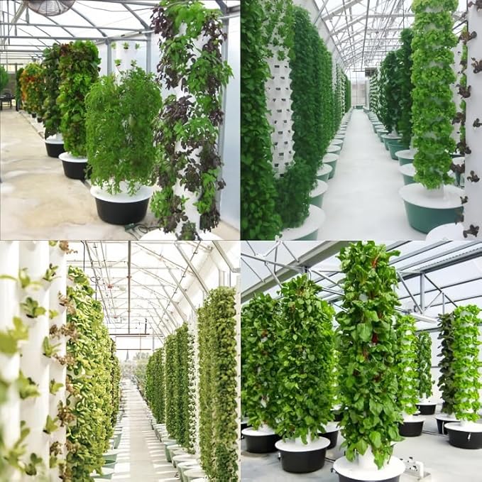 Hydroponic Grow Tower Vertical Aeroponic Tower for Fruits,Flowers,Vegetables 9 Layer 36 Pots Planter with Water Tank and Pump Black