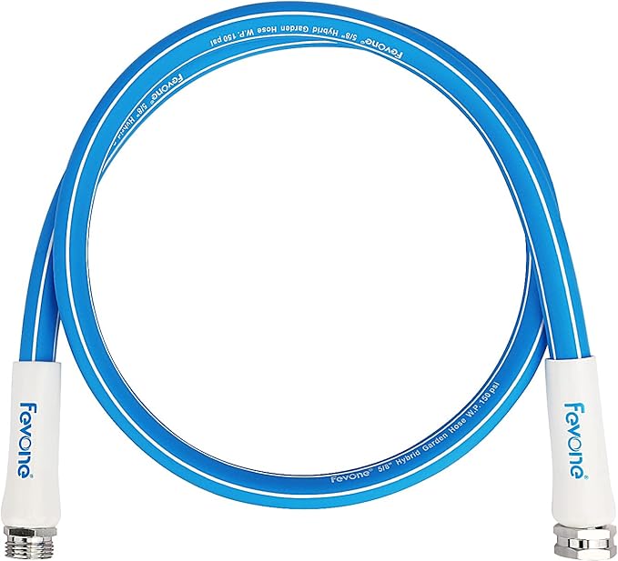 Fevone Short Garden Hose 5 Feet, Lead Hose for Hose Reel, Connecting Hose for Hose Reel Cart, 5/8 Inner Diameter Hose, 3/4 Aluminum Fittings