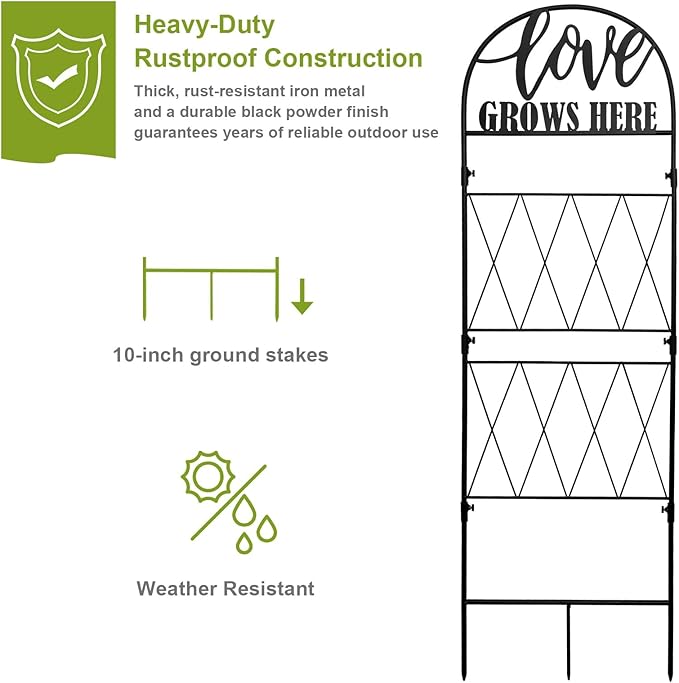 hogardeck 45 * 14 inch Metal Garden Trellis for Climbing Plants Flowers Outdoor,Heavy Duty,Black Coating Rustproof Trellis for Rose, Vegetable, Flowers, Perfect for Training Climbing Plants (1Pcs)