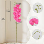 4PCS Faux Orchid Artificial Flowers, 35inch Long Stem Phalaenopsis Branches，Hot Pink Fake Orchid Flowers for Tall Vase Home Wedding Party Decoration (Hot Pink)
