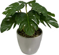 Kiko Artificial Plant-Monstera -9 PCS in White Melamine Pot Fake Table Plant Greenery Potted Plants for Office, Living Room, Dinner Room, Shopping mall,Artificial Plant for Indoors