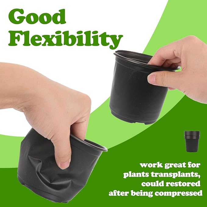 100 Packs 4 5 6 Inch Nursery Pots, Plastic Nursery Pots for Plants with Drainage Holes, Seed Starting Garden Pots of Flower Plant Container for Succulents, Transplanting (100, 4 Inch)