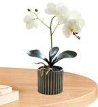 Artificial Orchid 12.6 Inch Tall Realistic Faux Orchid in A Pot Real Touch Decorative Bonsai Fake Flowers for Table Centerpieces Living Room Home Decor White
