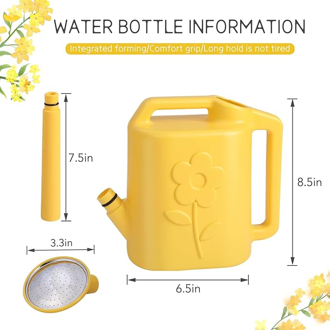 2.8L Watering Can for Indoor Plants, Garden Watering Cans for Outdoor Plant House Flower, Modern Plant Watering Can Large Long Spout with Sprinkler Head