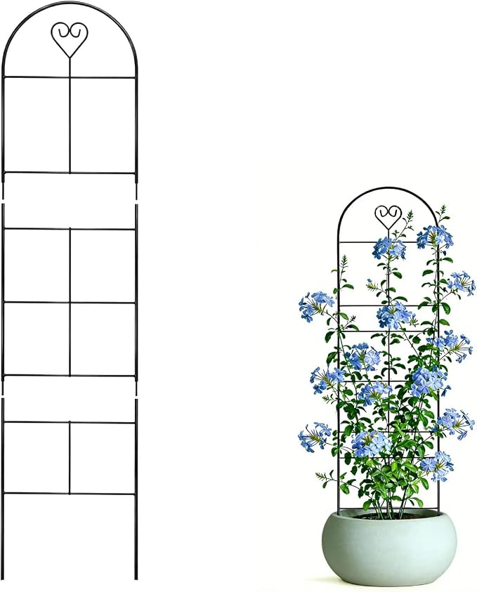 46" Metal Garden Trellis, 3-Section Plant Trellis for Climbing Plants Indoor & Outdoor, Plant Support for Roses, Vines & Vegetables, 1 Pack, Black