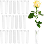 Vials for Flower Arrangements 2.8 Inch Floral Water Tubes Plastic Floral Vials with Caps (Clear, 20 Pack)
