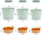 GARDIFE 10/9/8 inch Plant pots, planters for Indoor Plants, self Watering Plant Pot, Flower pots, Green
