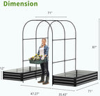DoCred Galvanized Raised Garden Bed with 87" H Arch Trellis for Climbing Plants, Raised Outdoor Planter Garden Box with Climbing Netting for Gardening, Climbing Vegetables, Flower, Black