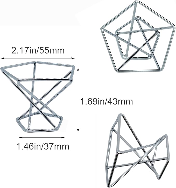 20 PCS Air Plants Holders Unique Geometric Metal Plant Stands Airplants Container Live Air Fern Display Racks Small Decor Items for Shelf (Silver)