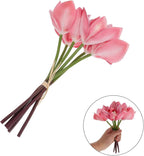 SUPVOX 12pcs Pink Artificial Orchid Stems Faux Cymbidium Bouquet Small Artificial Flower Plants for Indoor Home Office Living Room Decor