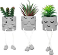 Zerzsy 3 Pack Faux Plants Small Artificial Succulents, Fake Plant Modern Farmhouse Decor, Mini Plants Succulent Pots Bathroom Decor, Office Desk Accessories