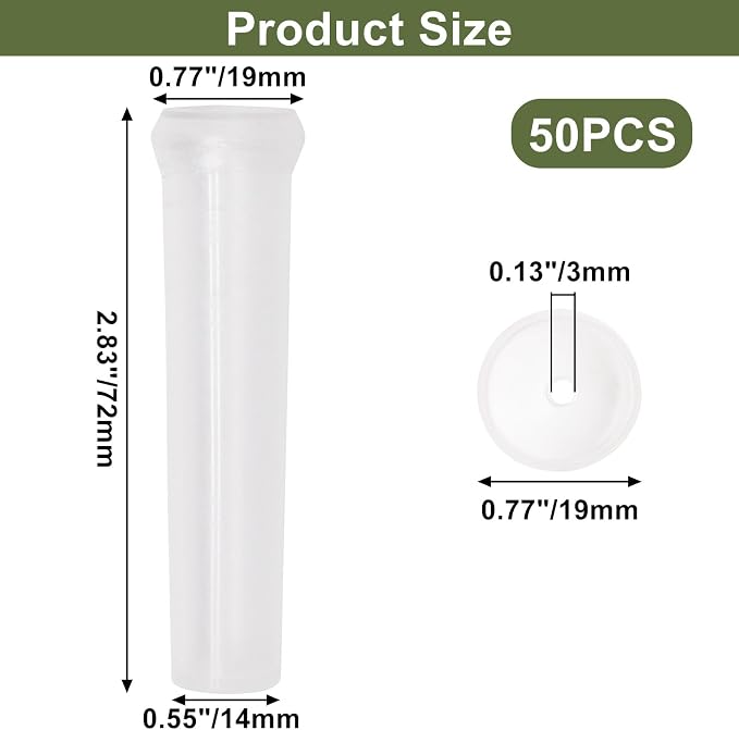 50PCS Flower Water Tubes, 2.83 Inch Plastic Water Tubes for Flowers, Floral Waters Tube with Caps, Clear Floral Vials for Single Stem Roses, Buds, Bouquets, Flower Arrangement