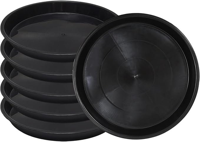 Round Plant Saucer 8 inch,6 Pack Pant Pot Trays, Plant Saucers for Indoors and Outdoors, Seed Starting Tray, Growing Trays,Black