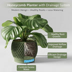 Plant Pots, Modern 3D Printed Honeycomb Planters for Indoor Plants, 4.7 Inch Military Green Decorative Flower Pot for Office Desktop, Bookshelf & Home Decor, Lightweight & Durable.
