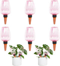 6pcs Plant Self Watering Globes, Plastic Water Bulbs Top Fill, 12.3 oz Plant Watering Devices System Slow Release Terracotta, Water Spikes Stakes for Indoor (Pink-6pack)