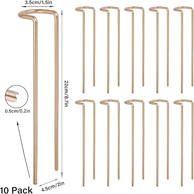 8.7 Inch Indoor Plant Trellis -10 Pack Small Gold Plant Supports for Outdoor Plants, Monstera Trellis Stakes & Stem Holders, Durable Iron Garden Flower Support for Young Plant Growth
