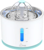 Wonder Creature Cat Water Fountain 2.4L/81oz for Multiple Cats, Stainless Steel Lid Automatic Pet Fountain with Ultra Quiet Pump, LED Light & Water Level Window
