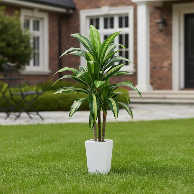 Aveyas 4ft Artificial Dracaena Tree for Home Decor, 4 Feet Real Touch Large Faux Plant Fake Silk Floor Trees with Pot for Indoor Outdoor House Living Room Office (4 ft Tall Including Raised Pot)