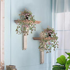 2 Pack Fake Hanging Plants for Shelf in Back Pot, Small Artificial Hanging Ivy Vine Plants Indoor Fake Potted Greenery Plant for Room Bathroom Kitchen Wall End Table Mimi Faux Nerve Plant Set Decor