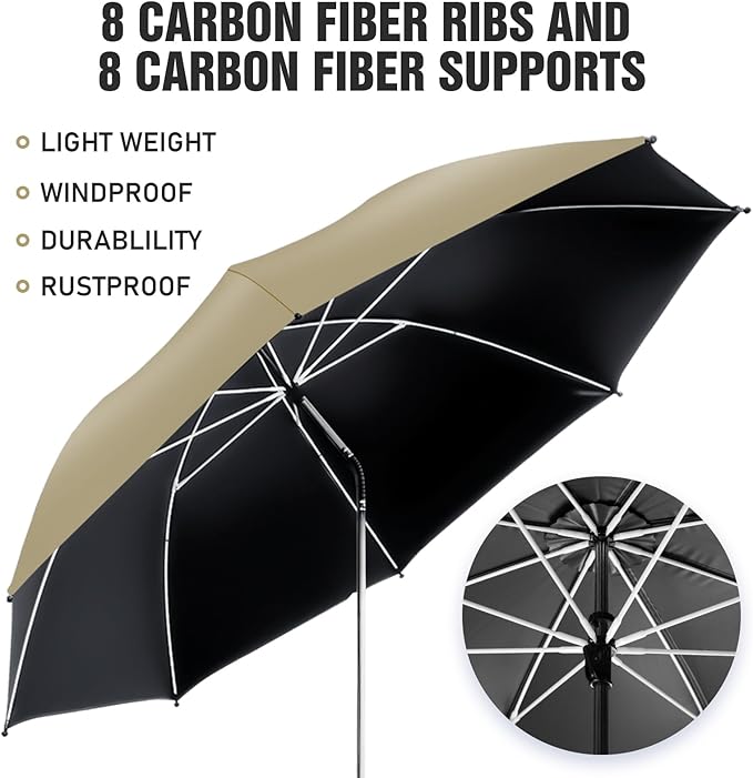 2 PACK Beach Umbrella with Clamp, 360 ° Adjustable Umbrellas for Chair, UPF50+ Umbrella for Beach Chair, Patio Chair, Wheelchair, Camping Chair, Golf Carts (Chair Not Included)