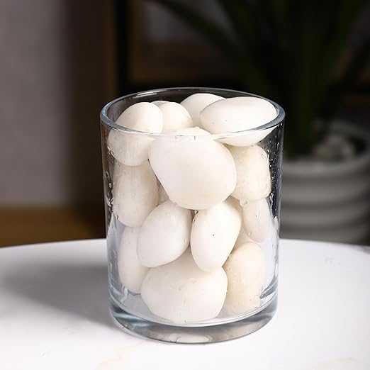 11LB River Pebbles Polished Gravel for Plants Natural White Plant Stones River Rocks 3/4-1 5/8 Inch River Stones for Landscaping Small Pebbles for Crafts