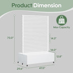 Double Metal Planter Box with Trellis Privacy Screen, Raised Garden Bed with Trellis & Wheels, Planter Box Outdoor with Drainage Holes for Climbing Plants, Vines,73"x 47"x 30", White
