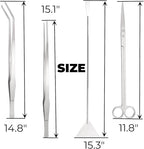 Hiceeden 4 Pcs 15 Inch Long Aquarium Aquascape Tools, Stainless Steel Aquascaping Tools Kit Include Aquarium Tweezer, Scissor, Spatula, Aquatic Plants Tool Set with Storage Pouch for Fish Tank