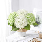 4Pcs Hydrangea Artificial Flowers Realistic Latex Texture for Spring Decoration Home Party Wedding Living Room Decoration 21''(2pcs Light Green+2pcs White)
