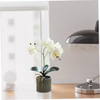 Artificial Orchid 12.6 Inch Tall Realistic Faux Orchid in A Pot Real Touch Decorative Bonsai Fake Flowers for Table Centerpieces Living Room Home Decor White
