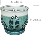 W&W Orchid Pot with Holes and Saucer for Repotting, Teal Mix, 6.5"