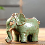 DIYOMR Small Ceramic Planter Pot, 4.3" Vintage Bronze Animal Planters Ceramic Flowerpot Succulent Pots Cactus Pot for Office Home Desktop Decor - Plants Not Included (Elephant Pot)