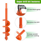 Insaga 1.6" x 9" Auger Drill Bit for Planting, 2.5mm Thick Spiral Earth Drill Garden Auger for Post Hole Digger, Solid Steel Bright Orange Powder Coated, Fit 3/8'' Hex Drive for Bulb Flower Garden