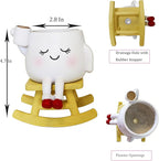 Dolkgy Cute Plant Pots Head Planters, Unique Rocking Chair Drinking Coffee Girl Face Vase, Decorative Cactus Succulent Flower Pots, Gifts for Plant Lovers