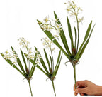 3pcs Artificial Cymbidium Orchid Flowers That Look Real, Faux White Orchid Stems for Vases, Silk Flowers Arrangement for Home Office Farmhouse Indoor Tables Centerpieces Decoration (White)