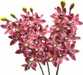 4pcs Artificial Cymbidium Orchid Flower Plant 3D Print Vanda 10 Heads Latex Phalaenopsis Flower (deep Pink 2)